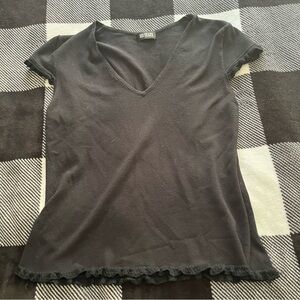 III State Women's Black Lacy V-Neck Top